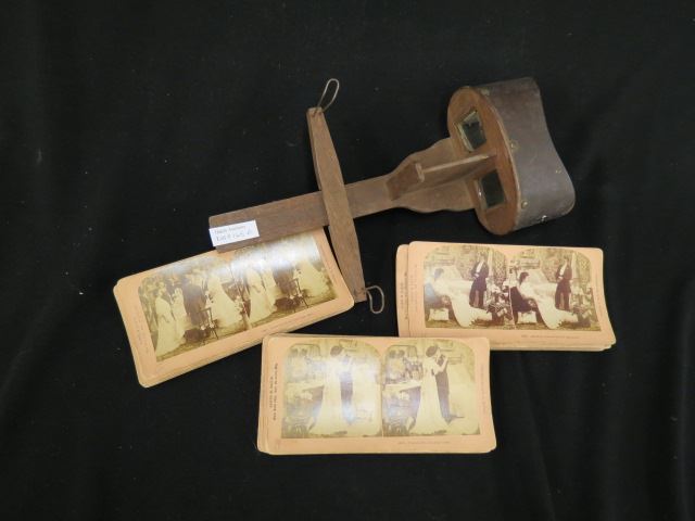 Appraisal: Stereoptic Viewer with Cards circa wedding related scenes