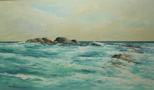 Appraisal: Waves Breaking Bermuda Wall Oil on Canvas Oil on Canvas