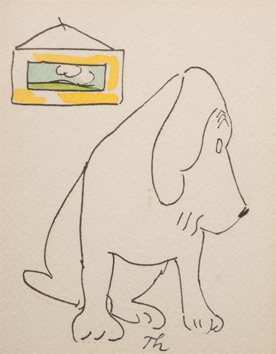 Appraisal: James Thurber American - Sitting Dog pen and ink with