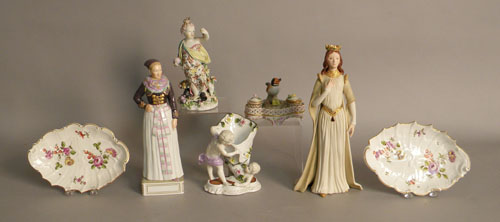 Appraisal: Meissen type porcelain figural group together with six other pieces