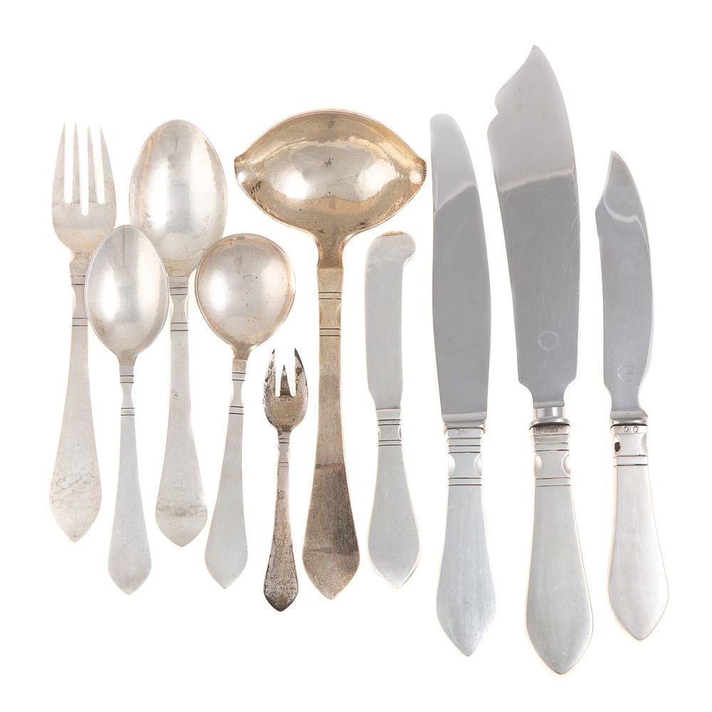 Appraisal: Georg Jensen Sterling Continental Flatware Svc Including six dinner knives