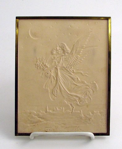 Appraisal: Bas relief scene of angel carrying child and flowers high