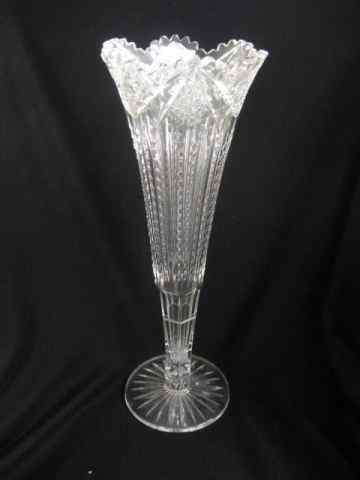 Appraisal: Brilliant Period Cut Glass Tall Vase trumpet shape '' excellent