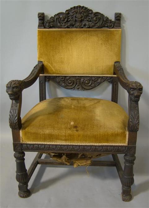 Appraisal: RENAISSANCE REVIVAL CARVED ARMCHAIR h w d in Provenance Estate