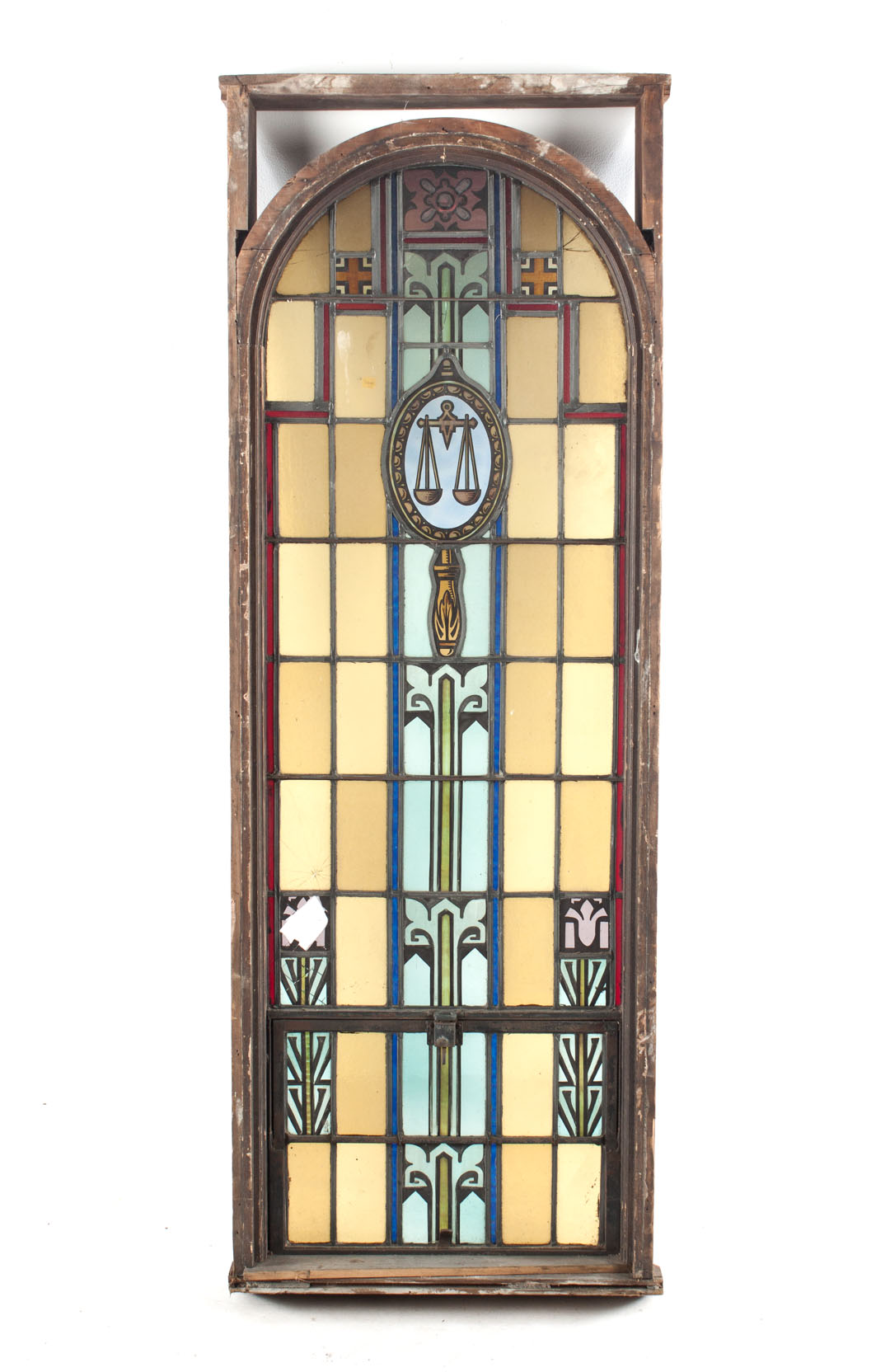 Appraisal: American leaded and stained glass window early th century center