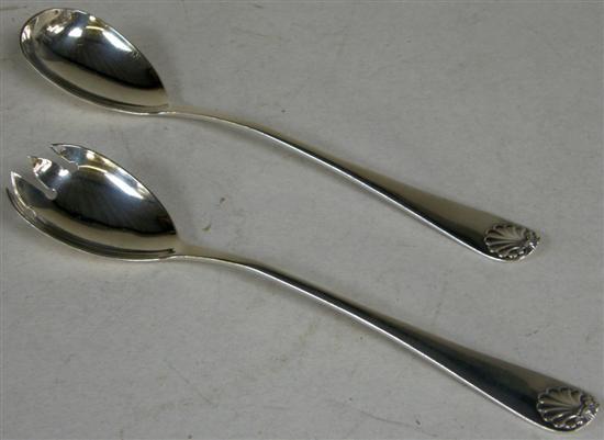 Appraisal: Pair of Edward VII silver salad servers Birmingham makers mark