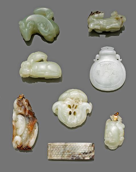 Appraisal: A group of thirteen nephrite carvings The first a pair