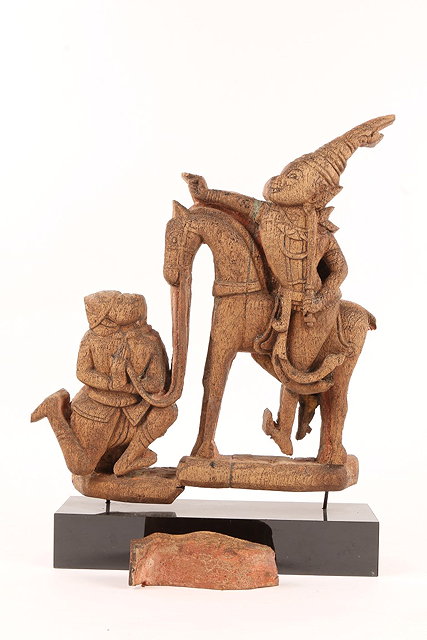 Appraisal: AN OLD SOUTH EAST ASIAN CARVED WOODEN GROUP of two