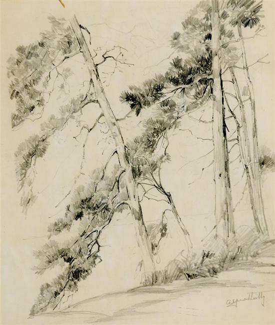 Appraisal: Alfred Hutty South Carolina - LOBLOLLY PINES STUDY graphite framed