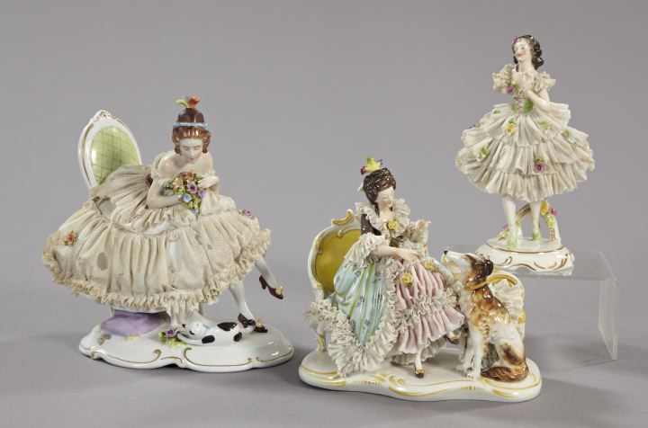 Appraisal: Group of Three Porcelain Figures consisting of an ambitious Unterweissbach