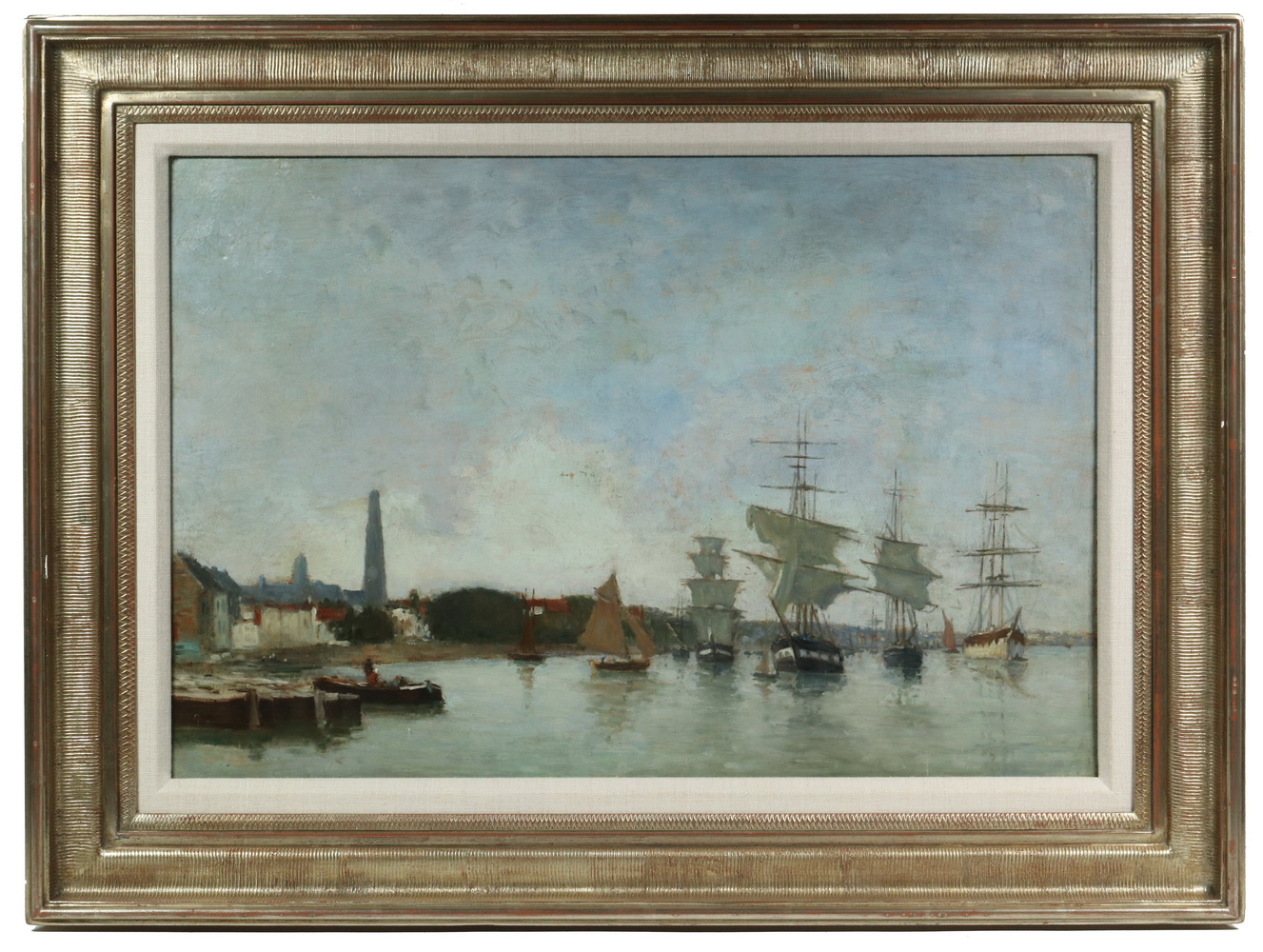 Appraisal: TH C BOSTON HARBOR SCENE th c rendering of th