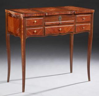 Appraisal: French Louis XV Style Marquetry Inlaid Mahogany Dr French Louis