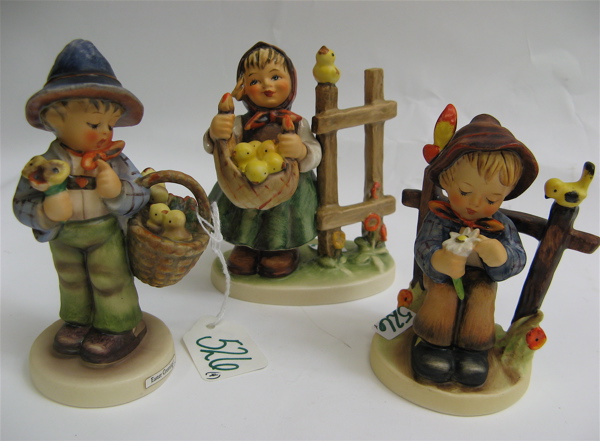 Appraisal: FOUR GERMAN HUMMEL FIGURINES all TM- Chicken Little HUM -