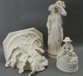 Appraisal: A parian ware bracket with a small parian figure of