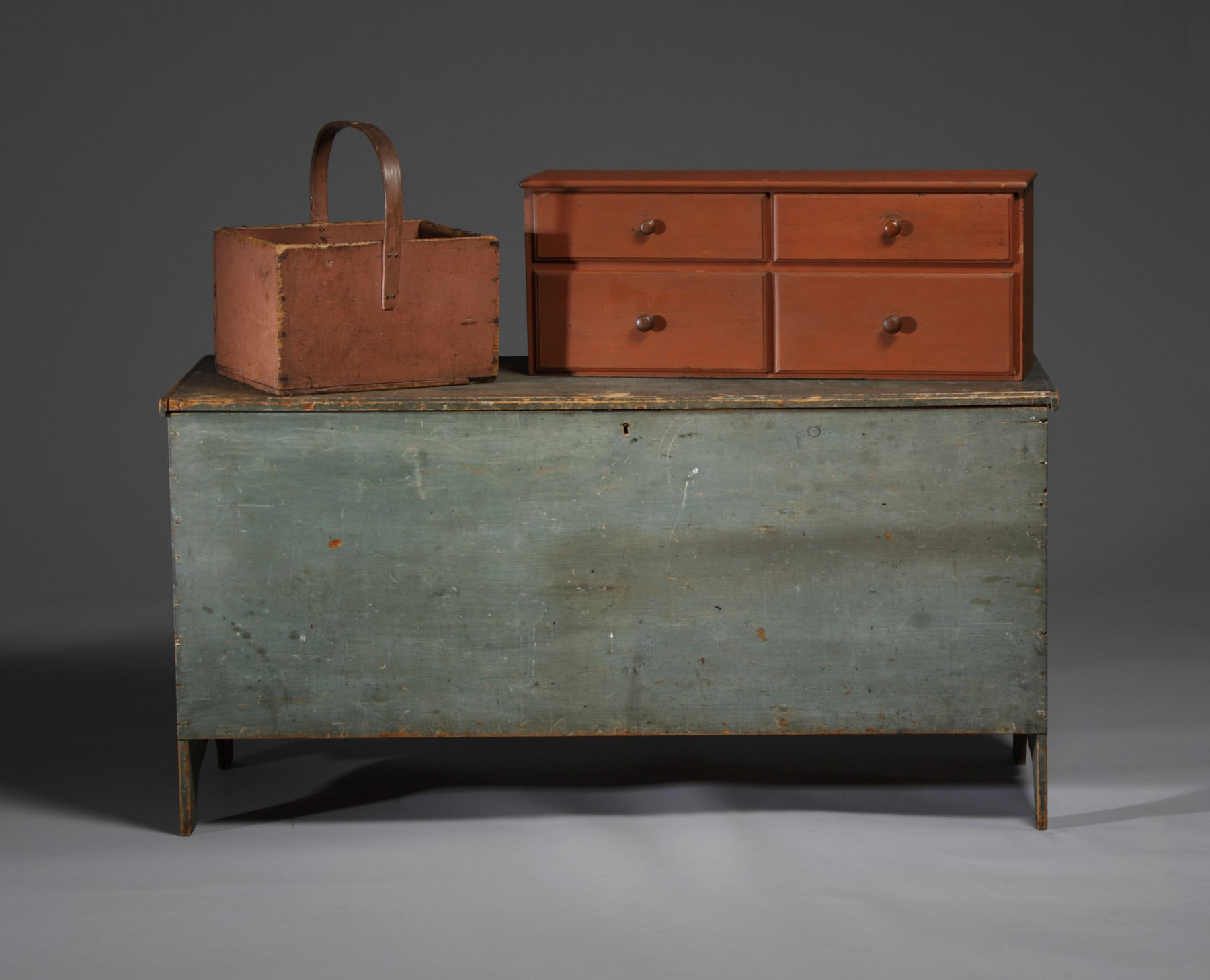 Appraisal: Early th Century Blanket Box w Boot Jack Ends Condition