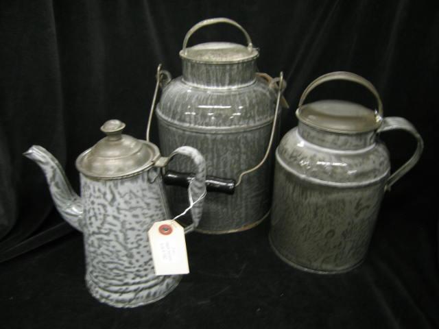 Appraisal: Pcs Graniteware covered pails and a coffee pot