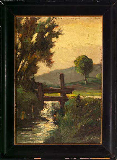 Appraisal: German School Late th Early th Century Landscape with Stream