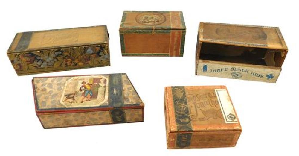 Appraisal: BLACK AMERICANA Five early cigar boxes from late th C