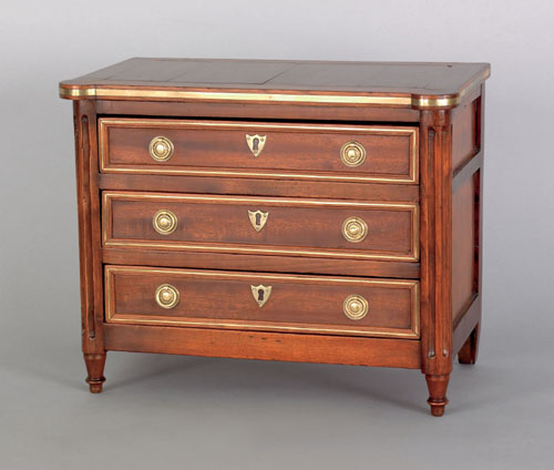 Appraisal: Miniature French mahogany bureau early th c with brass mounts