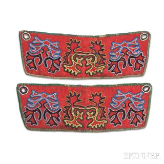 Appraisal: Tlingit Beaded Cloth Cuffs c last quarter th century cotton-lined