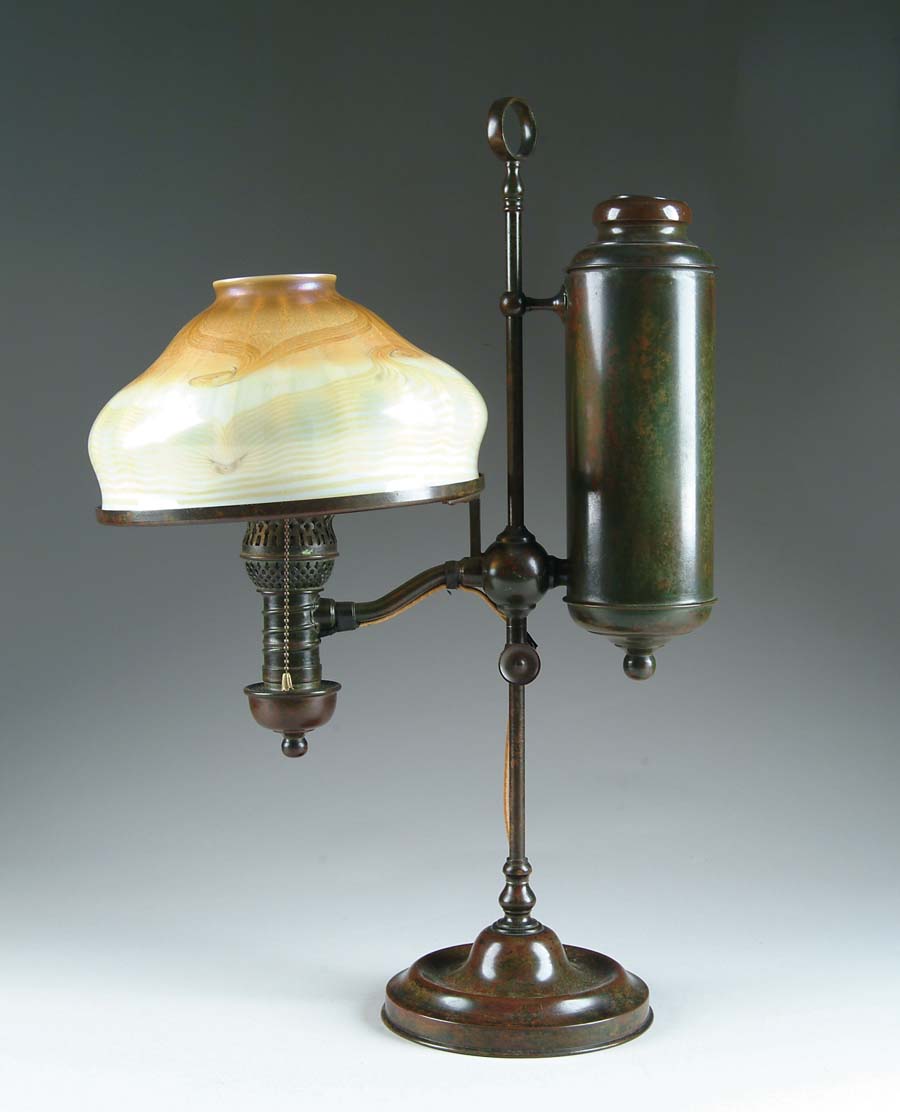 Appraisal: TIFFANY STUDENT LAMP Wonderful early Tiffany student lamp has simple