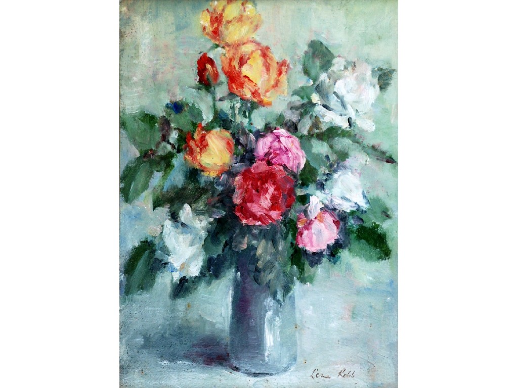 Appraisal: LENA ROBB - OIL PAINTING 'Mixed flowers' signed titled to