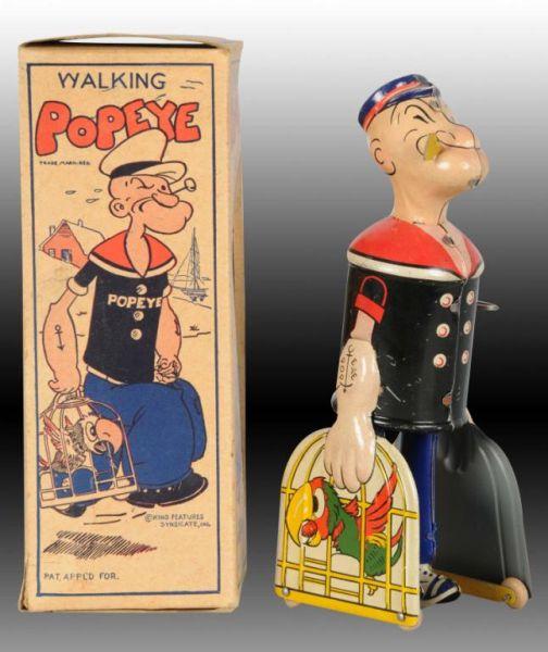 Appraisal: Marx Tin Walking Popeye with Parrot Cages Toy Description Wind-up