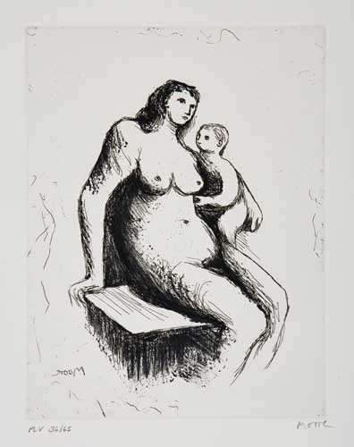 Appraisal: HENRY MOORE Mother and Child V Etching aquatint and roulette