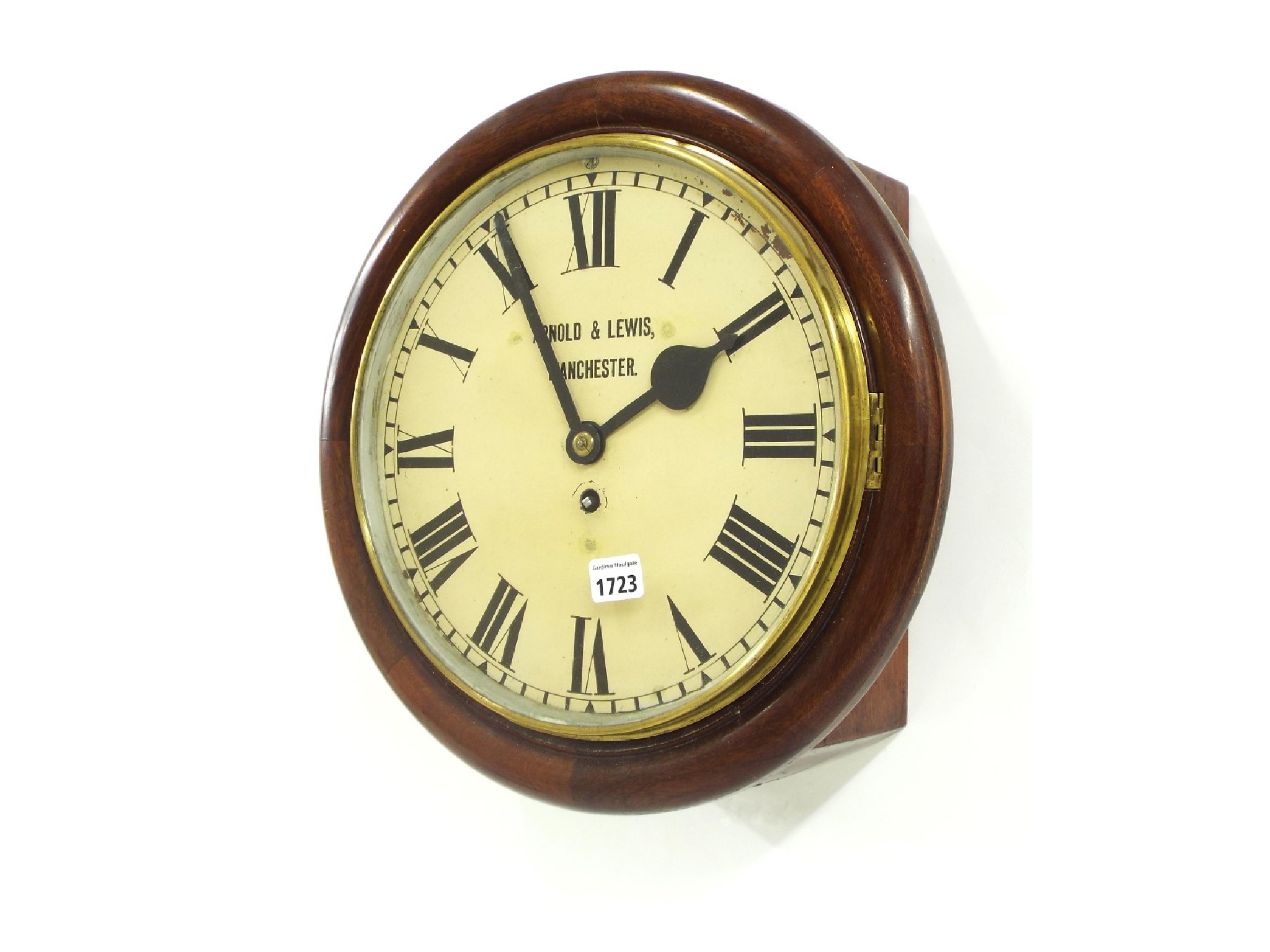 Appraisal: Mahogany single fusee wall dial clock signed Arnold Lewis Manchester