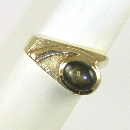 Appraisal: BLACK STAR SAPPHIRE AND TEN KARAT GOLD RING set with