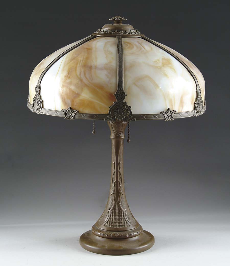 Appraisal: CHARLES PARKER CAST METAL SLAG PANEL TABLE LAMP Fine electric