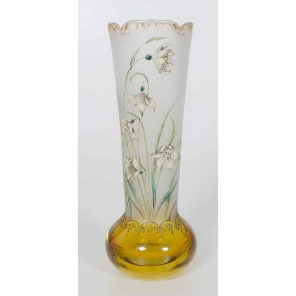 Appraisal: Meisenthal Art Glass Enameled Vase French th century a frosted