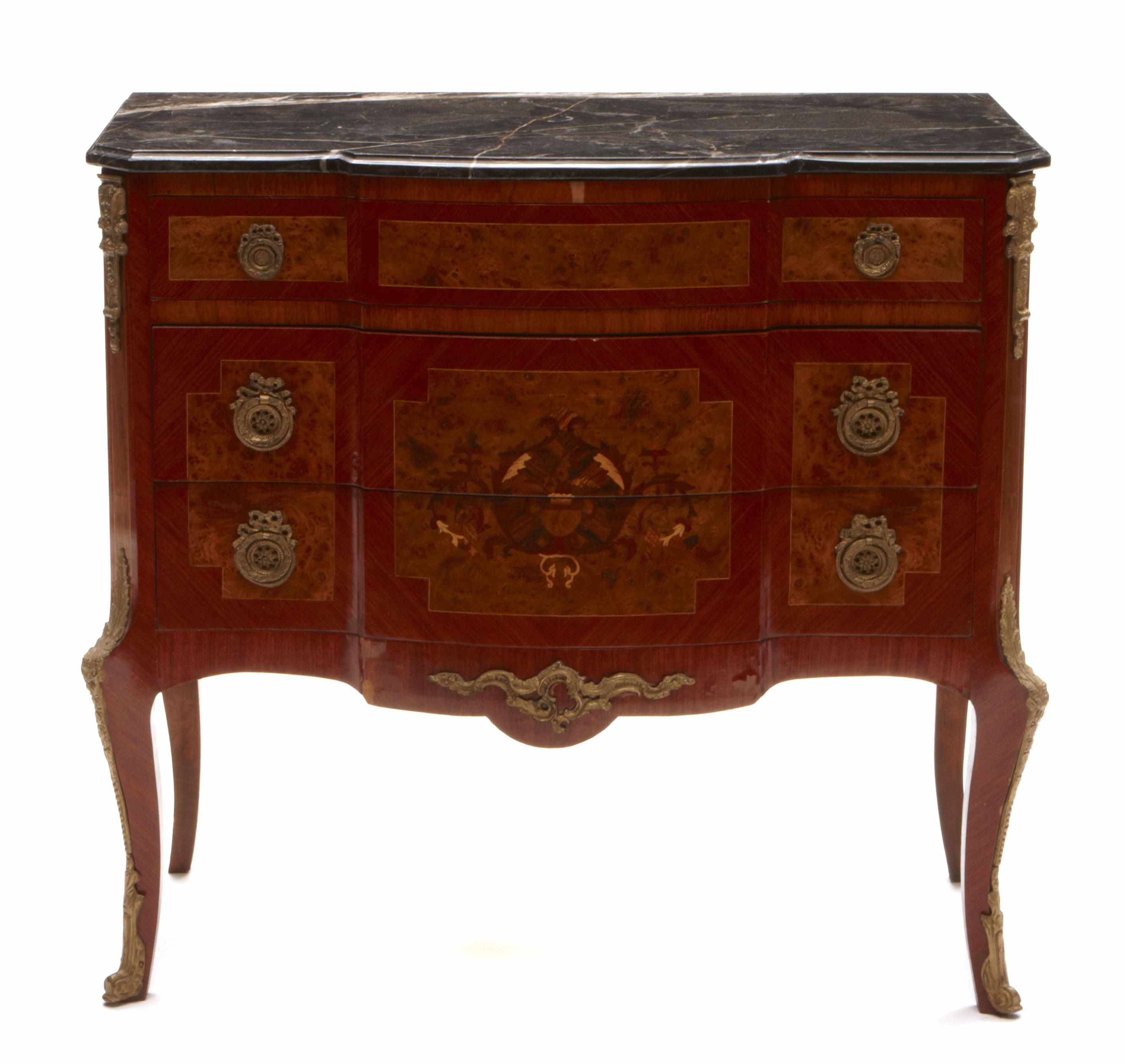 Appraisal: A Louis XV XVI Transitional style gilt bronze mounted marquetry