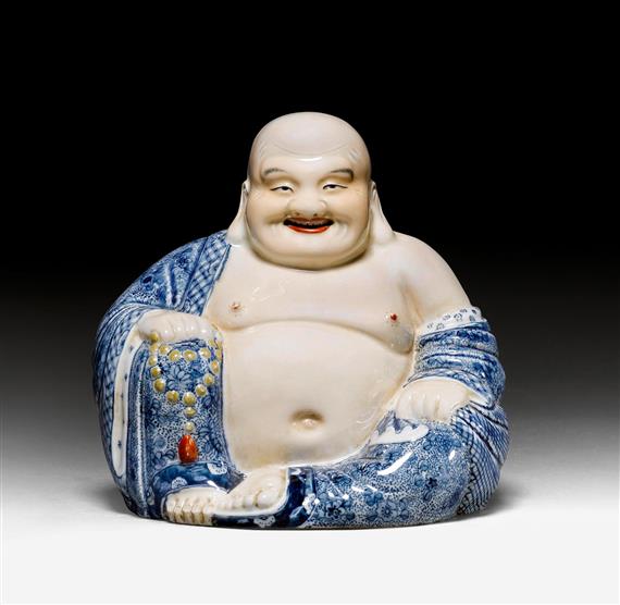 Appraisal: BUDAI China Republic H The seated Buddha laughs merrily with