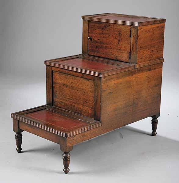 Appraisal: A Georgian Mahogany Bed Step Commode c the reeded top