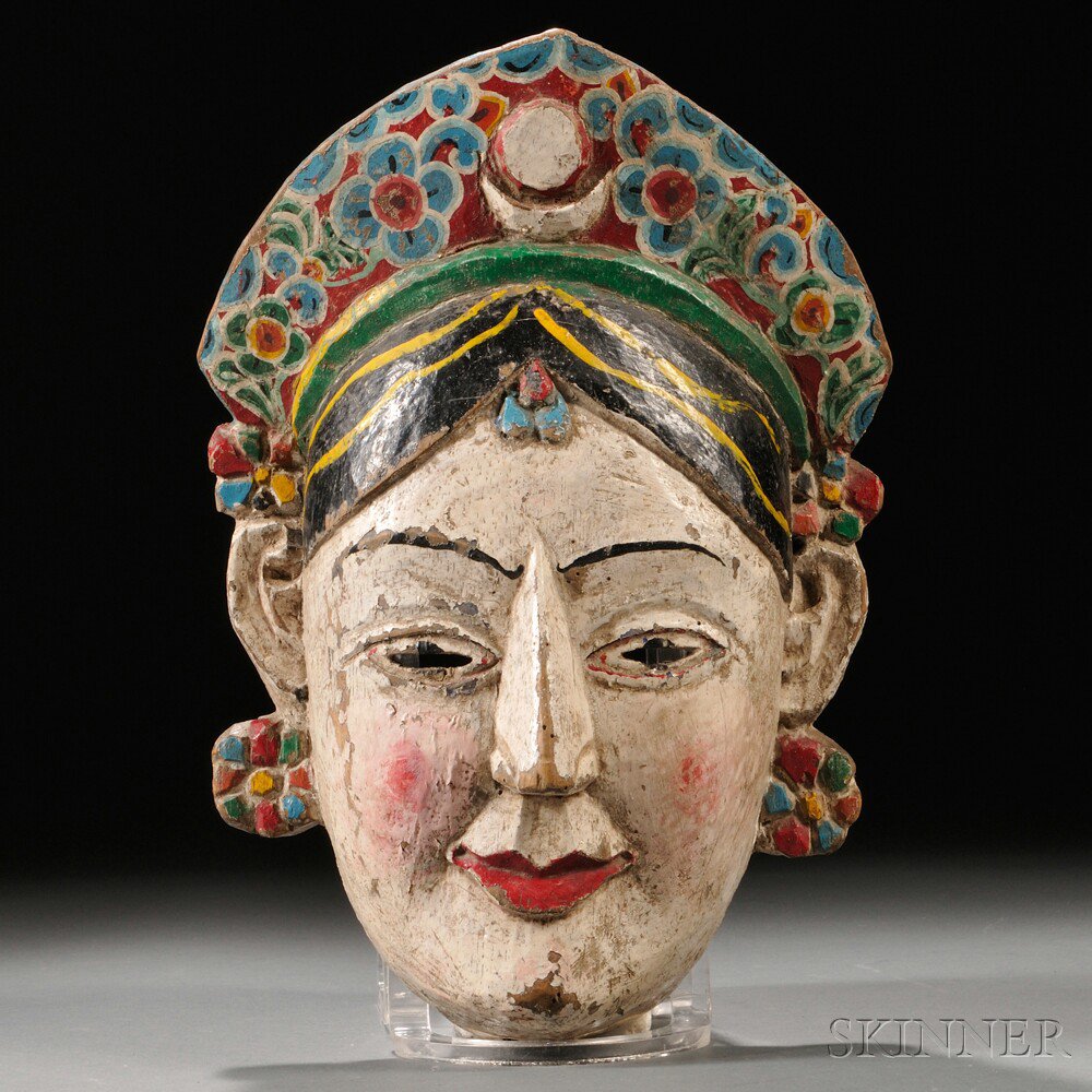 Appraisal: Wooden Mask of a Woman Arunachal Pradesh th century the