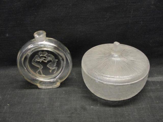 Appraisal: LALIQUE R Lidded Bowl and a Perfume Bottle Perfume bottle