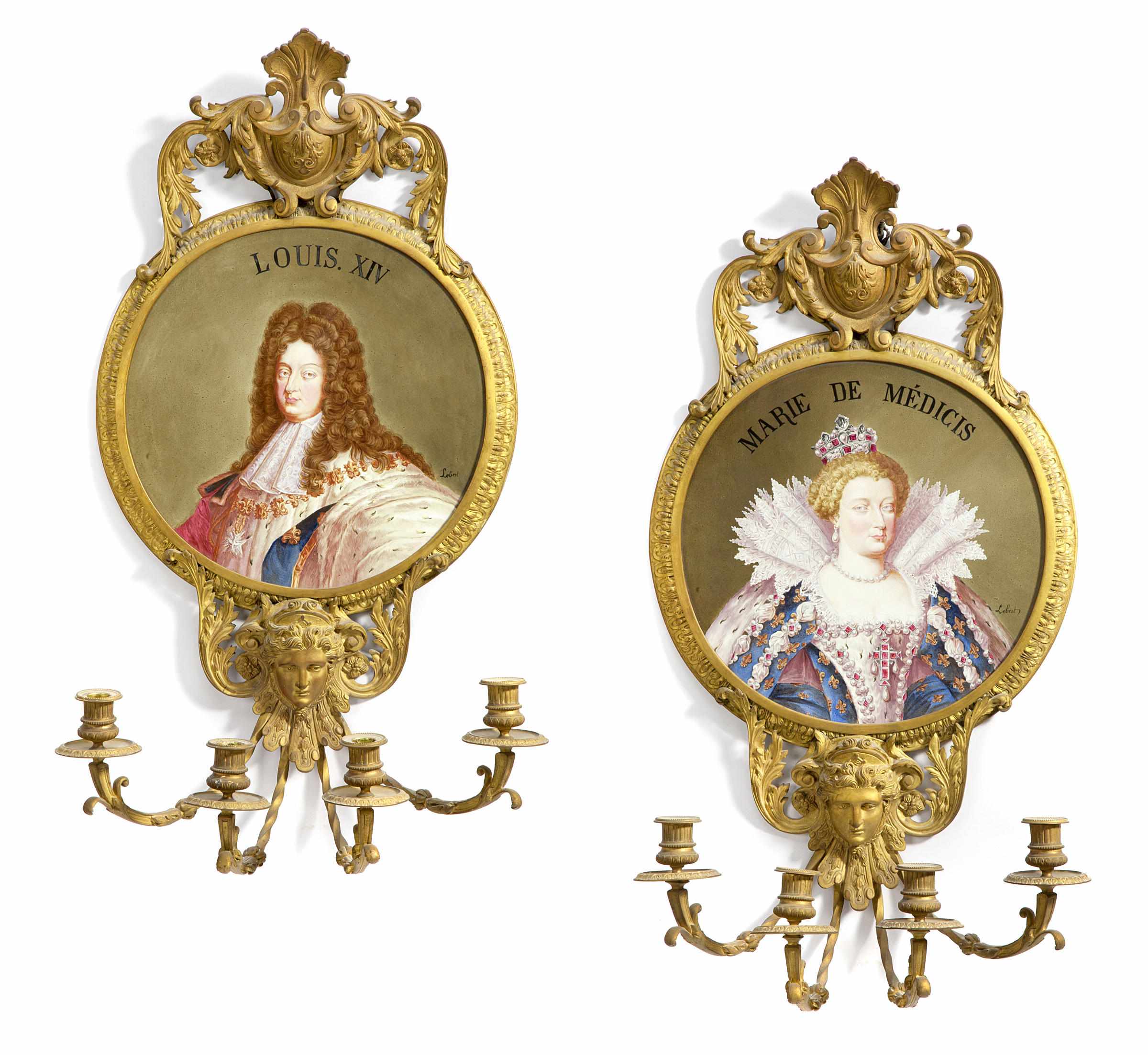 Appraisal: A pair of Louis XVI style gilt bronze and earthenware