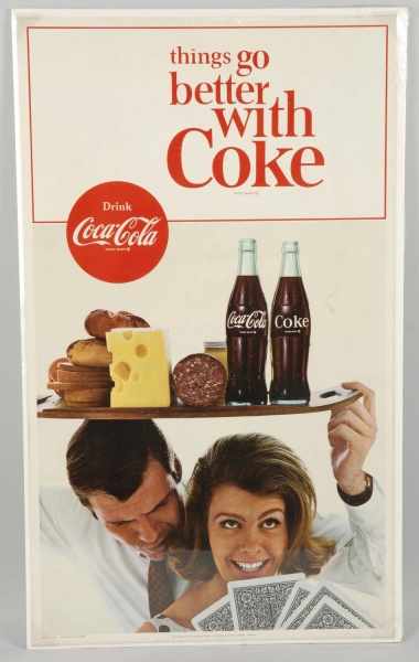 Appraisal: Cardboard Coca-Cola Poster Description s Minor soiling mostly to bottom