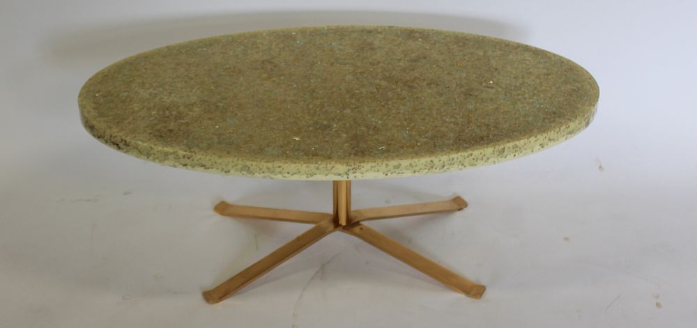 Appraisal: MIDCENTURY Style Lucite Confetti Coffee Table with Brass Base From