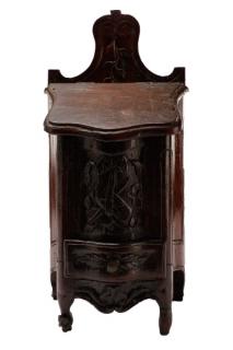 Appraisal: French Provincial Carved Walnut Salt Box French late th century