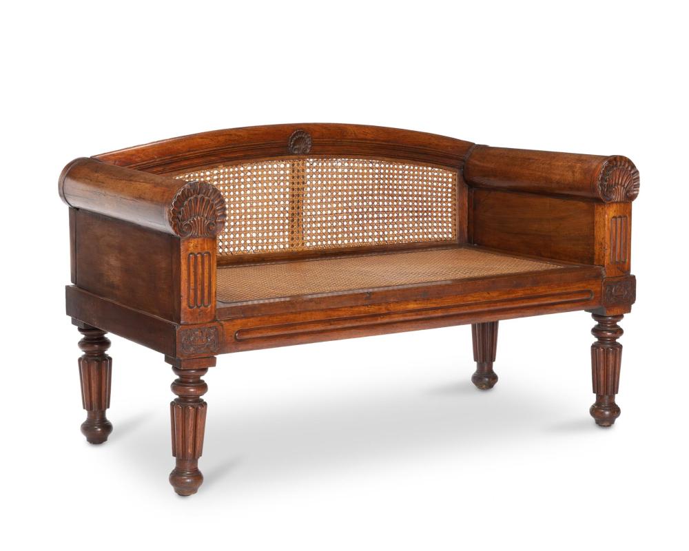 Appraisal: An Anglo-Indian wooden bench th century With carved wood with