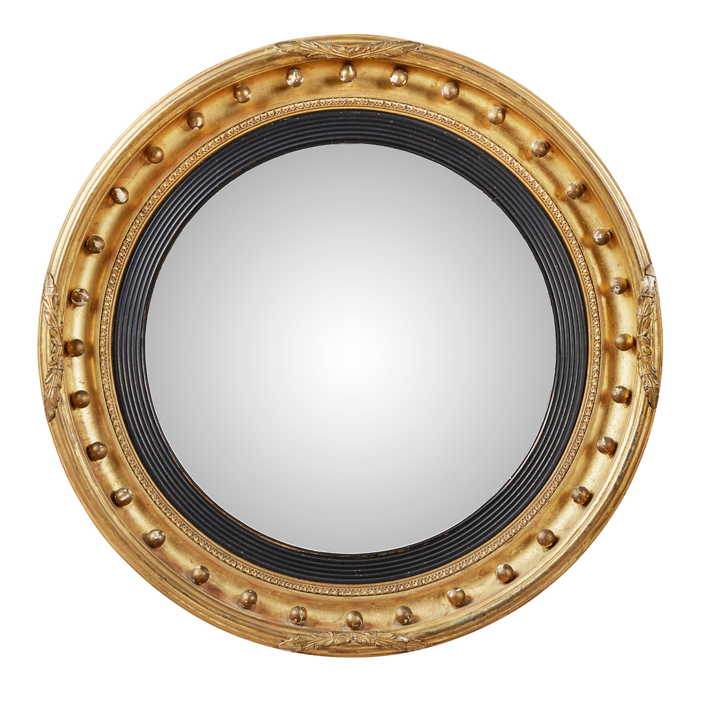 Appraisal: REGENCY GILTWOOD CONVEX MIRROR EARLY TH CENTURY the circular convex