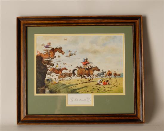 Appraisal: Thelwell Tote Double Comic Horse Print framed x