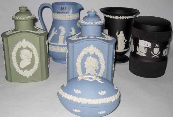 Appraisal: A collection of Wedgwood Jasperware to include Black Vase and