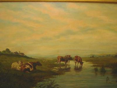 Appraisal: WILLIAM JAMES SMITH CRAMPTON Cattle Watering signed and dated x