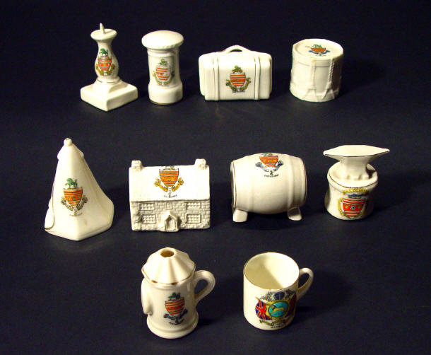 Appraisal: Nine Eastbourne crested china items including a cottage post box