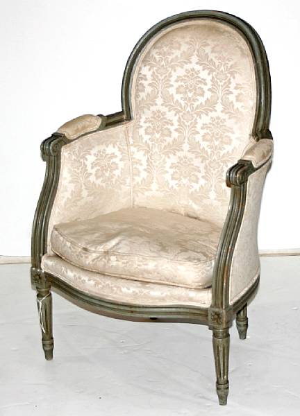 Appraisal: A Louis XVI style painted bergere th century height in