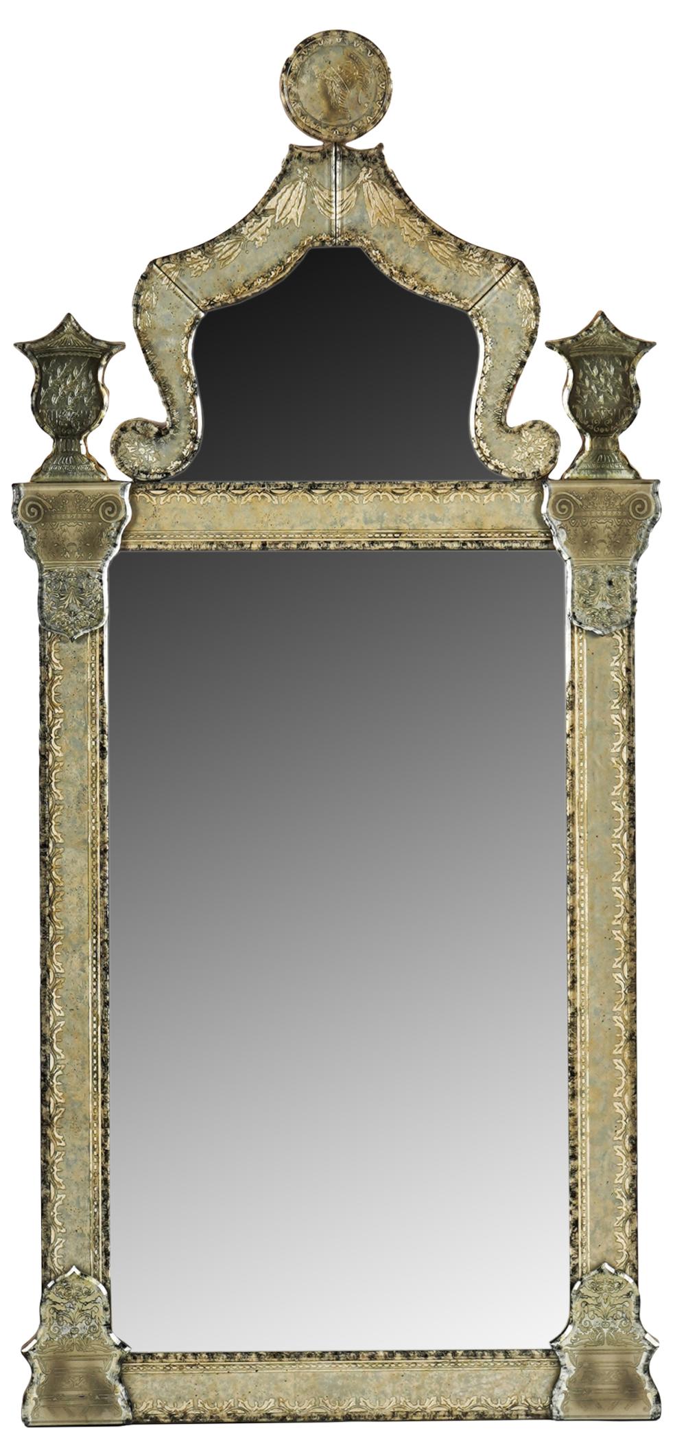 Appraisal: NEOCLASSICAL-STYLE WALL MIRRORthe beveled glass mirror plate crested by a