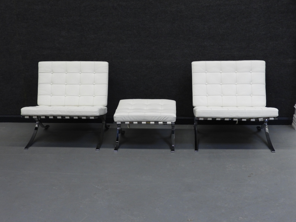 Appraisal: LUDWIG MIES VAN DER ROHE BARCELONA CHAIRS OTTOMAN Germany -